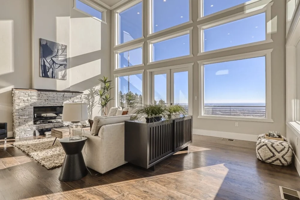 Bright living room interior photographed with natural light